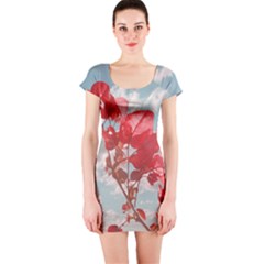 Flowers In The Sky Short Sleeve Bodycon Dress by dflcprintsclothing