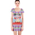 Cupcake with Cute Pig Chef Short Sleeve Bodycon Dress View1