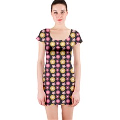 Cute Floral Pattern Short Sleeve Bodycon Dress by GardenOfOphir