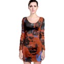 Orange blue black texture Long Sleeve Bodycon Dress View1