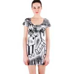 Robot Love Short Sleeve Bodycon Dress by ArtistRoseanneJones