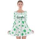 Sweet Shiny Floral Green Long Sleeve Skater Dress View1