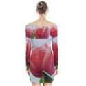 Red Tulips Long Sleeve Off Shoulder Dress View2