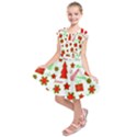 Red and green Christmas pattern Kids  Short Sleeve Dress View1