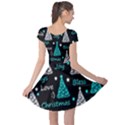 New Year pattern - cyan Cap Sleeve Dresses View2