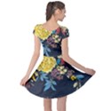 Deep blue vintage flowers Cap Sleeve Dresses View2