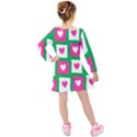 Pink Hearts Valentine Love Checks Kids  Long Sleeve Velvet Dress View2