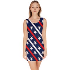 Patriotic Red White Blue Stars Sleeveless Bodycon Dress by Nexatart