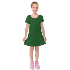 Texture Green Rush Easter Kids  Short Sleeve Velvet Dress by Simbadda