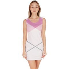 Tablecloth Stripes Diamonds Pink Sleeveless Bodycon Dress by Nexatart