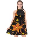 Star Leaf Orange Gold Red Black Flower Floral Halter Neckline Chiffon Dress  View1