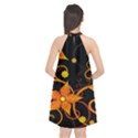 Star Leaf Orange Gold Red Black Flower Floral Halter Neckline Chiffon Dress  View2