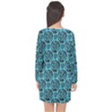 Turquoise Pattern Long Sleeve Chiffon Shift Dress  View2