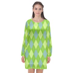 Plaid Pattern Long Sleeve Chiffon Shift Dress  by Valentinaart