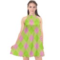 Plaid pattern Halter Neckline Chiffon Dress  View1