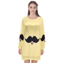 Mustache Long Sleeve Chiffon Shift Dress  View1