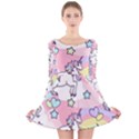 Unicorn Rainbow Long Sleeve Velvet Skater Dress View1