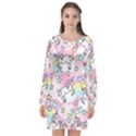 Unicorn Rainbow Long Sleeve Chiffon Shift Dress  View1