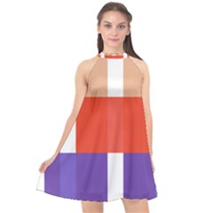 Compound Grid Halter Neckline Chiffon Dress  by Nexatart