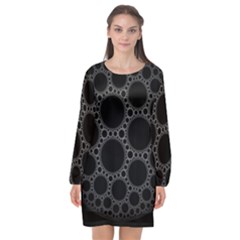 Plane Circle Round Black Hole Space Long Sleeve Chiffon Shift Dress  by Mariart