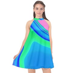 Aurora Color Rainbow Space Blue Sky Halter Neckline Chiffon Dress  by Mariart