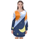 Day Night Moon Stars Cloud Stars Long Sleeve Chiffon Shift Dress  View1