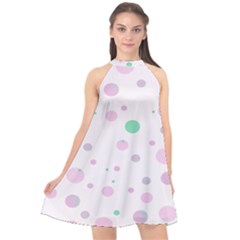 Decorative Dots Pattern Halter Neckline Chiffon Dress  by ValentinaDesign