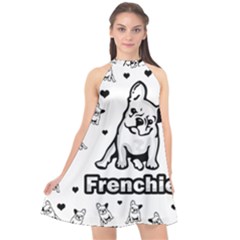 French Bulldog Halter Neckline Chiffon Dress  by Valentinaart