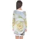 Flower White Rose Lying Long Sleeve Chiffon Shift Dress  View2