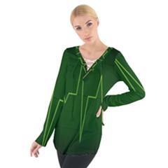 Heart Rate Green Line Light Healty Women s Tie Up Tee by Mariart