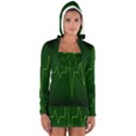 Heart Rate Green Line Light Healty Women s Long Sleeve Hooded T-shirt View1