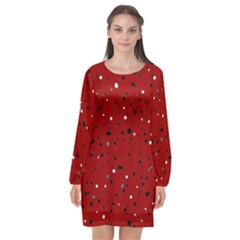 Dots Pattern Long Sleeve Chiffon Shift Dress  by ValentinaDesign