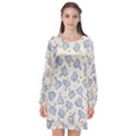 Glass Polka Circle Blue Long Sleeve Chiffon Shift Dress  View1