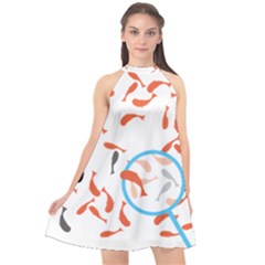 Illustrain Goldfish Fish Swim Pool Halter Neckline Chiffon Dress  by Mariart