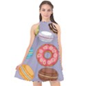 Brown Ticking Donuts Halter Neckline Chiffon Dress  View1