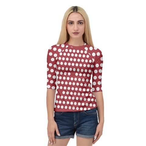 Pink White Polka Dots Quarter Sleeve Tee by Mariart