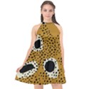 Surface Patterns Spot Polka Dots Black Halter Neckline Chiffon Dress  View1