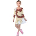 Happy Cartoon Baby Lion Kids  Long Sleeve Velvet Dress View1