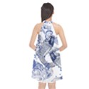 Steel Blue Lucky Koi Fish Halter Neckline Chiffon Dress  View2