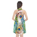 Colorful Peacock Halter Neckline Chiffon Dress  View2