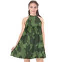 Camouflage Green Army Texture Halter Neckline Chiffon Dress  View1