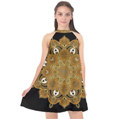 Ornate Mandala Halter Neckline Chiffon Dress  by Valentinaart