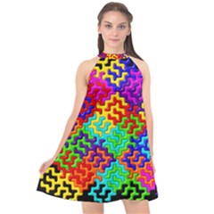 3d Fsm Tessellation Pattern Halter Neckline Chiffon Dress  by BangZart