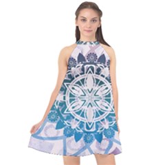 Mandalas Symmetry Meditation Round Halter Neckline Chiffon Dress  by BangZart