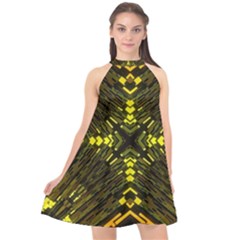 Abstract Glow Kaleidoscopic Light Halter Neckline Chiffon Dress  by BangZart