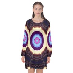 Mandala Art Design Pattern Long Sleeve Chiffon Shift Dress  by BangZart