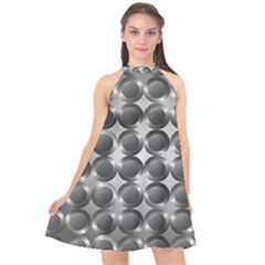 Metal Circle Background Ring Halter Neckline Chiffon Dress  by BangZart