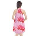 pink floral pattern Halter Neckline Chiffon Dress  View2