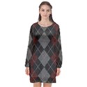 Wool Texture With Great Pattern Long Sleeve Chiffon Shift Dress  View1