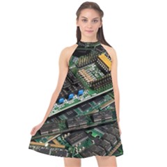 Computer Ram Tech Halter Neckline Chiffon Dress  by BangZart